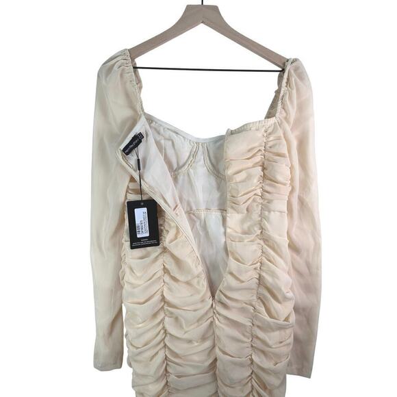 Pretty Little Things Elegant Ruched Coquette Mini Body-con Flirty Dress Size 4 - Picture 13 of 15